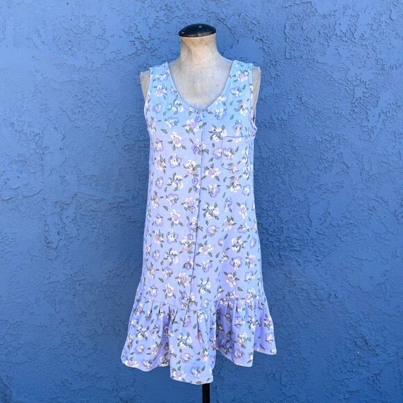Vintage Rampage 90’s Purple Dress Full Button Floral Size Medium Coquette Flirty - Picture 1 of 15